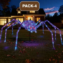 Pre-Lit Prismatic Spider with 120 Purple LED Lights | 5.5 Ft Halloween Decoration