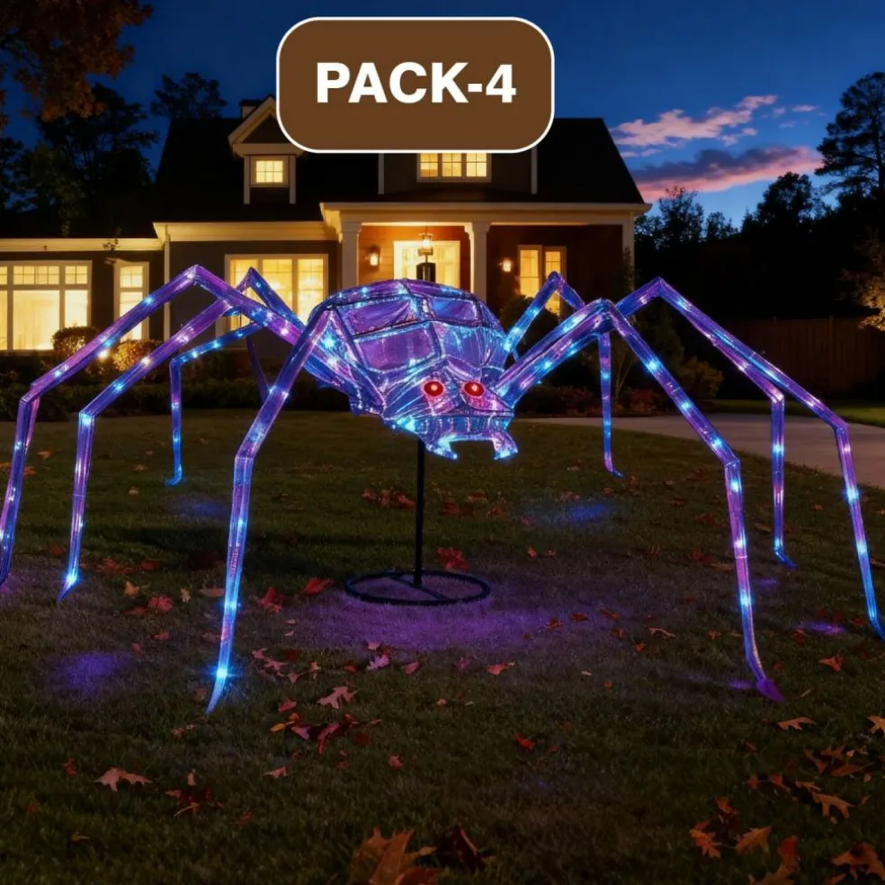 Pre-Lit Prismatic Spider with 120 Purple LED Lights | 5.5 Ft Halloween Decoration