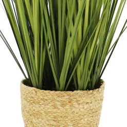 19" Premade Green Grass Faux Plant in Woven Basket by Ashland®