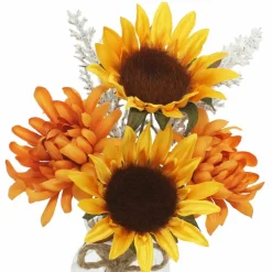 11" Premade Yellow & Orange Sunflower & Mum in Glass Bottle by Ashland®