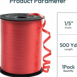 Premium Red Curling Ribbon 500 Yards Gift Wrapping Ribbon 1/5 Inch Wide Balloon Ribbon for Christmas Gift Packaging Florist Flower Arrangements Party Decorations and DIY Crafts