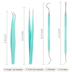 Premium Vinyl Weeding Tool Kit - Precision Stainless Steel Weeder - Hook and Pick with Fine Tweezers Crafting Set - by iVyne