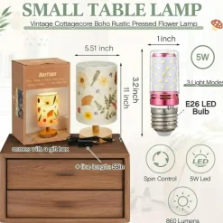 Pressed Flower Vintage Table Lamp,Modern Style