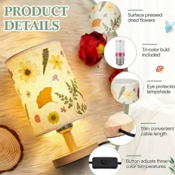 Pressed Flower Vintage Table Lamp,Modern Style