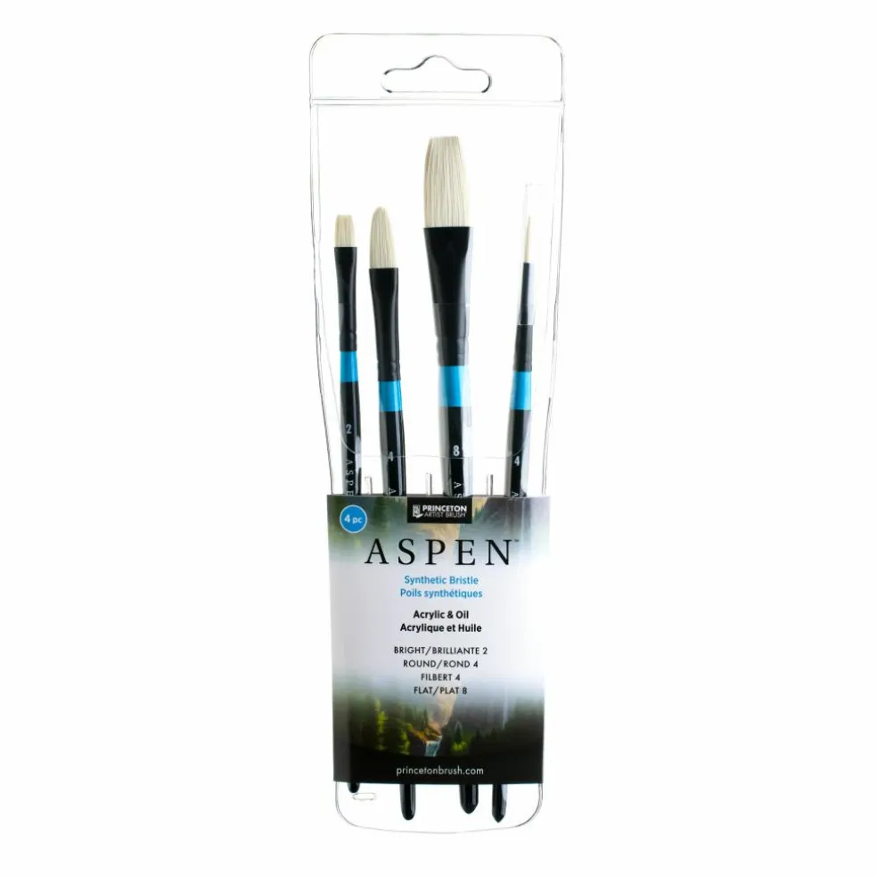 Princeton™ Aspen™ 4 Piece Short Handle Acrylic & Oil Brush Set