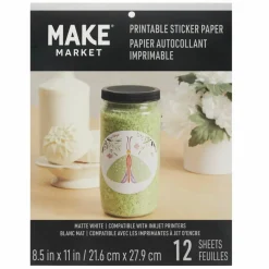 Printable 8.5" x 11" Sticker Paper by Make MarketĀ®, 12 Sheets
