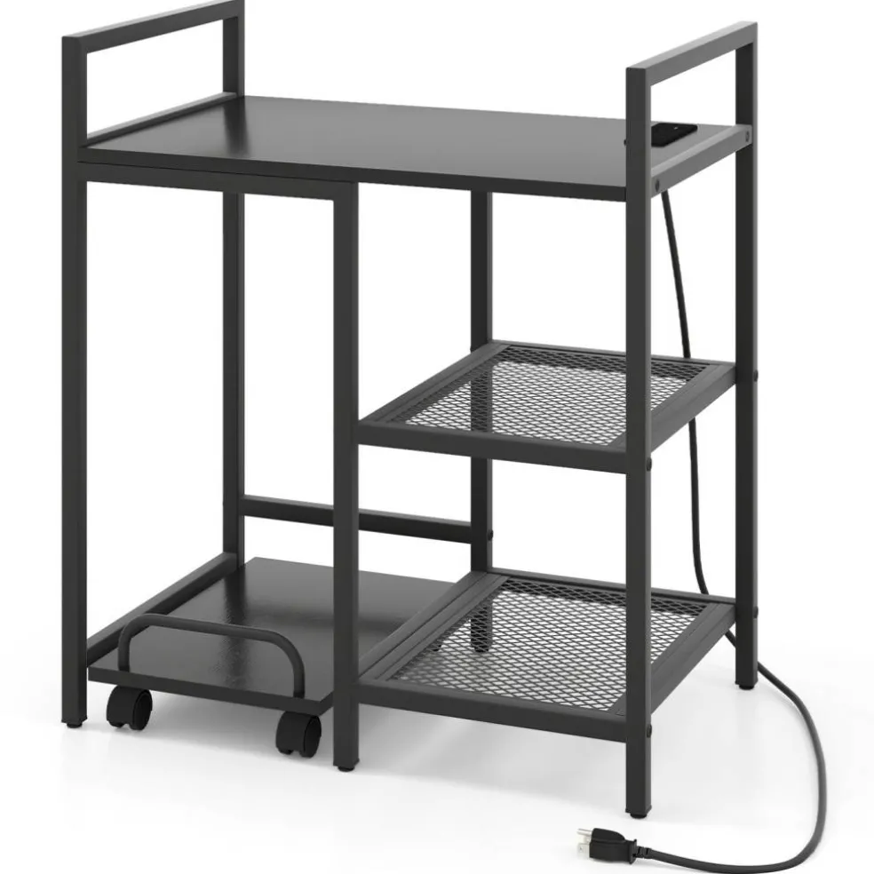 Printer Stand Engineered Wood Metal Charging Station