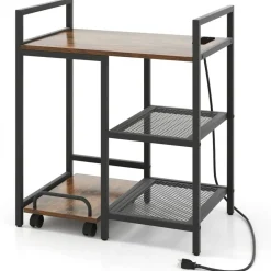 Printer Stand Engineered Wood Metal Charging Station