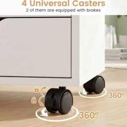Printer Stand with 5 Drawers and Cabinet, Mobile Office Storage Cabinet with Adjustable Shelf, Rolling File Organizer with Locking Casters for Home Office