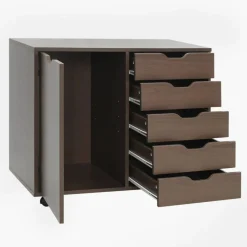 Printer Stand with 5 Drawers and Cabinet, Mobile Office Storage Cabinet with Adjustable Shelf, Rolling File Organizer with Locking Casters for Home Office