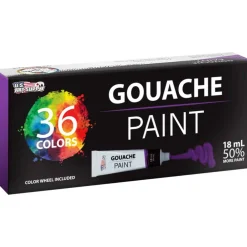 Professional 36-Color Gouache Paint Set in Large 18ml Tubes & Color Mixing Wheel - Gouache Paint Tubes for Artists, Students, Beginners