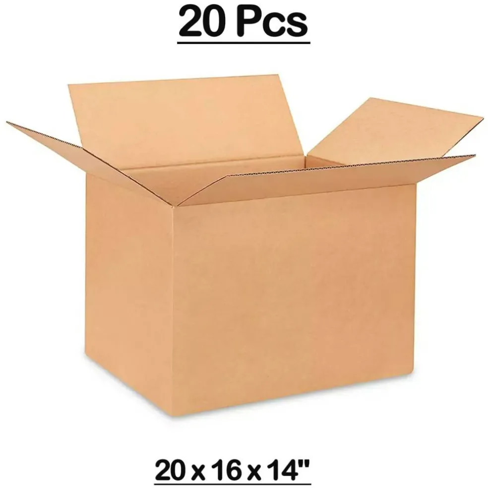 20 Psc Durable Corrugated Shipping Boxes for Packing and Storage 20 x 16 x 14 Inch