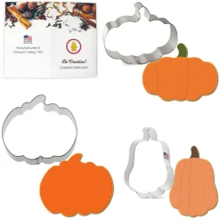 Pumpkin Cookie Cutter 3 Pc Set, CookieCutter.com, Tin Plated Steel, Handmade in the USA