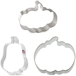 Pumpkin Cookie Cutter 3 Pc Set, CookieCutter.com, Tin Plated Steel, Handmade in the USA