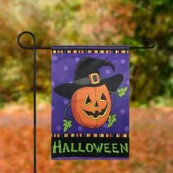 Pumpkin in a Witch Hat Outdoor Garden Flag, 12.5" x 18"