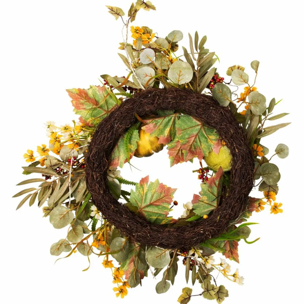 24" Pumpkins & Berries Artificial Fall Harvest Twig Wreath
