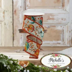 2.5" Pumpkins Bittersweet Ribbon: Light Natural (10 Yards)