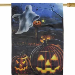 Pumpkins & Ghost Spooky Halloween Outdoor Garden Flag, 28