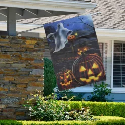 Pumpkins & Ghost Spooky Halloween Outdoor Garden Flag, 28
