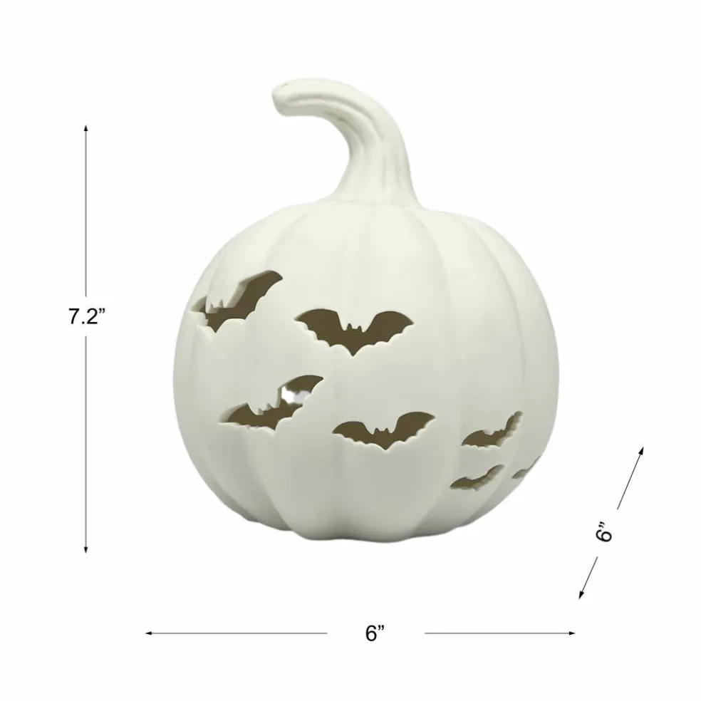 7.25" Pumpkin with Bats DIY Ceramic LED Décor by Make Market®