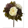16" Purple & Cream Peony, Hydrangea & Dahlia Bush, 2ct.