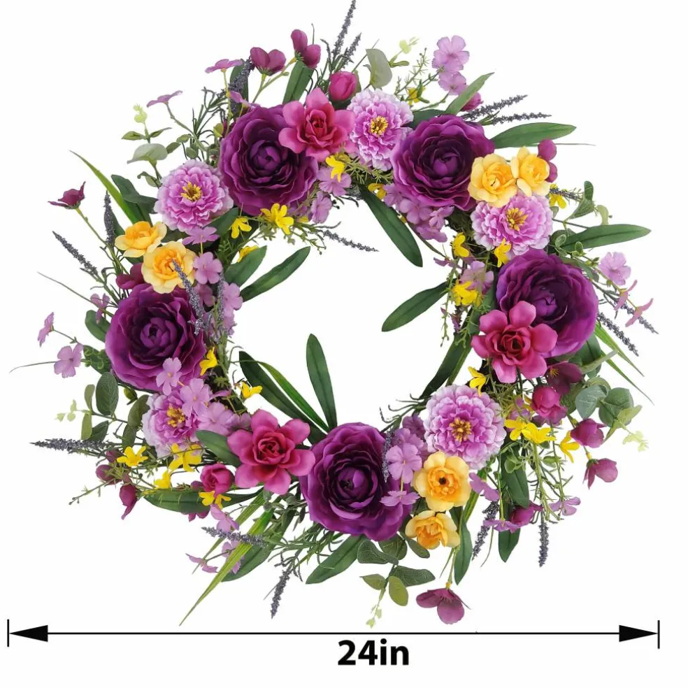 24" Purple Ranunculus & Scabiosa Wreath by Ashland®