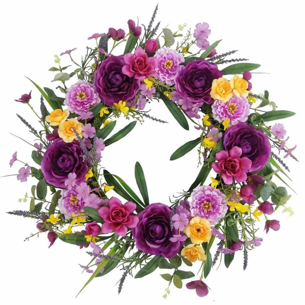 24" Purple Ranunculus & Scabiosa Wreath by Ashland®