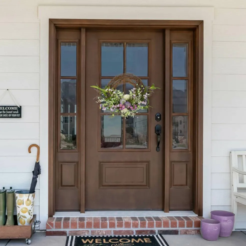 24" Purple Wildflower & Berry Half Spring Wreath
