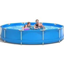 PVC Round Above Ground Pool with Pool Cover for Kids and Adults