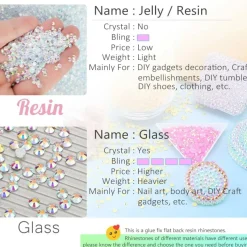 qiipii Light Pink AB Resin Rhinestones w B7000 Glue for Bedazzling Crafting Flatback Jelly Stones 2mm 3mm 4mm 5mm 6mm Diamonds Crystals Gems for Nails Face Eyes Makeup Tumblers Bottles Crafts Clothes