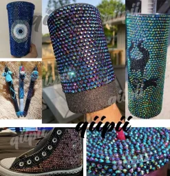 qiipii Purple AB Resin Rhinestones w B7000 Jewelry Glue for Bedazzling Crafting 2mm 3mm 4mm 5mm 6mm Flatback Jelly Stones Gems Diamonds for Face Eyes Makeup Tumblers Bottles DIY Crafts Clothes Shoes