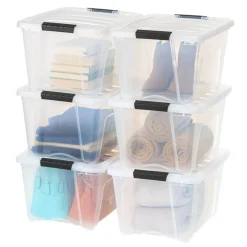32qt Plastic Storage Bins with Lids and Secure Latching Buckles - 6 Pack