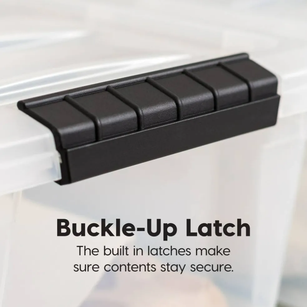 32qt Plastic Storage Bins with Lids and Secure Latching Buckles - 6 Pack