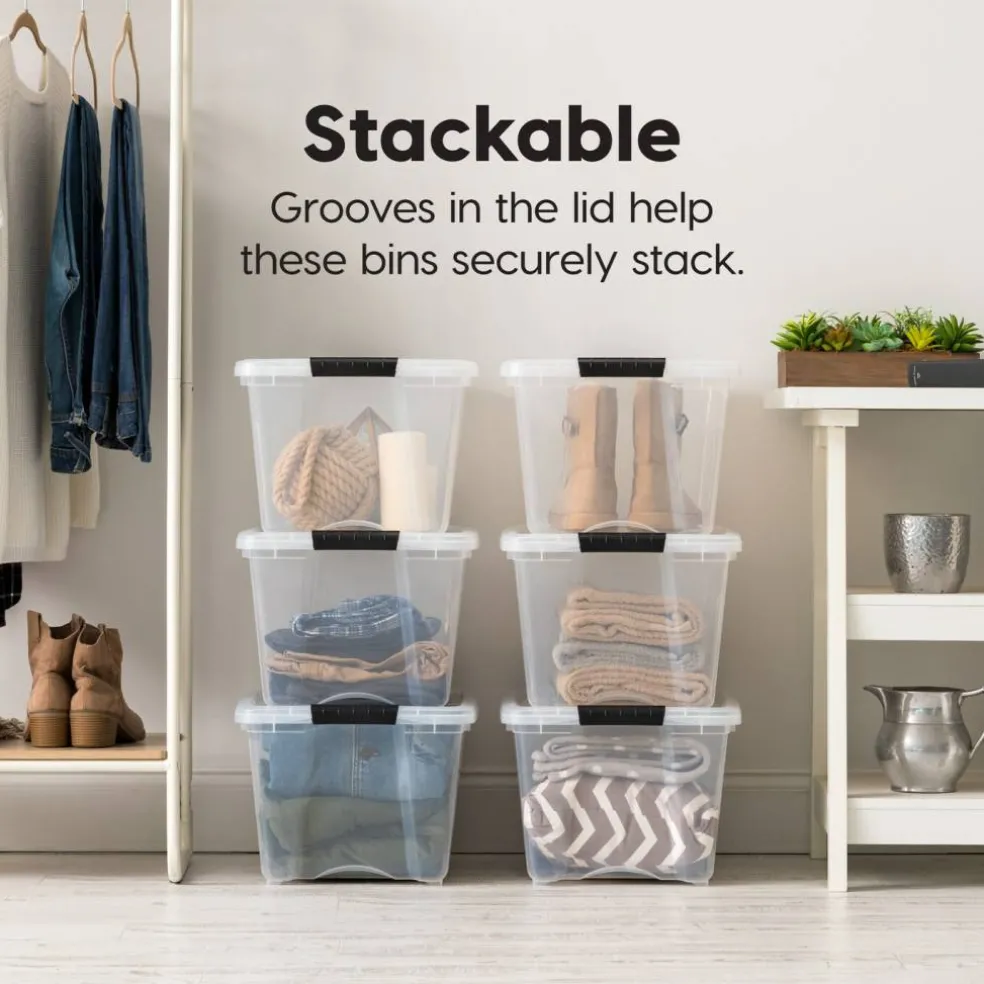 32qt Plastic Storage Bins with Lids and Secure Latching Buckles - 6 Pack