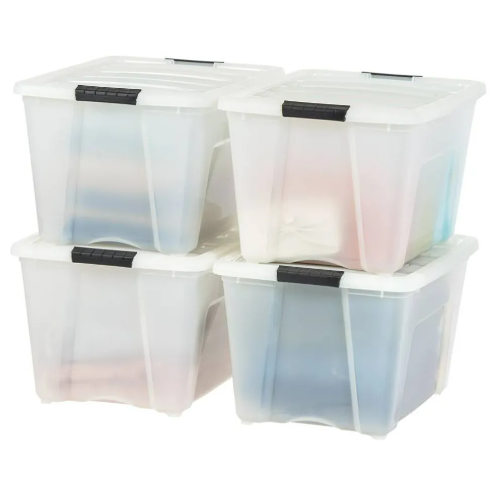 53qt Plastic Storage Bins with Lids and Secure Latching Buckles