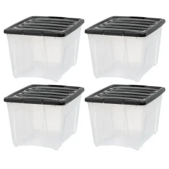 53qt Plastic Storage Bins with Lids and Secure Latching Buckles