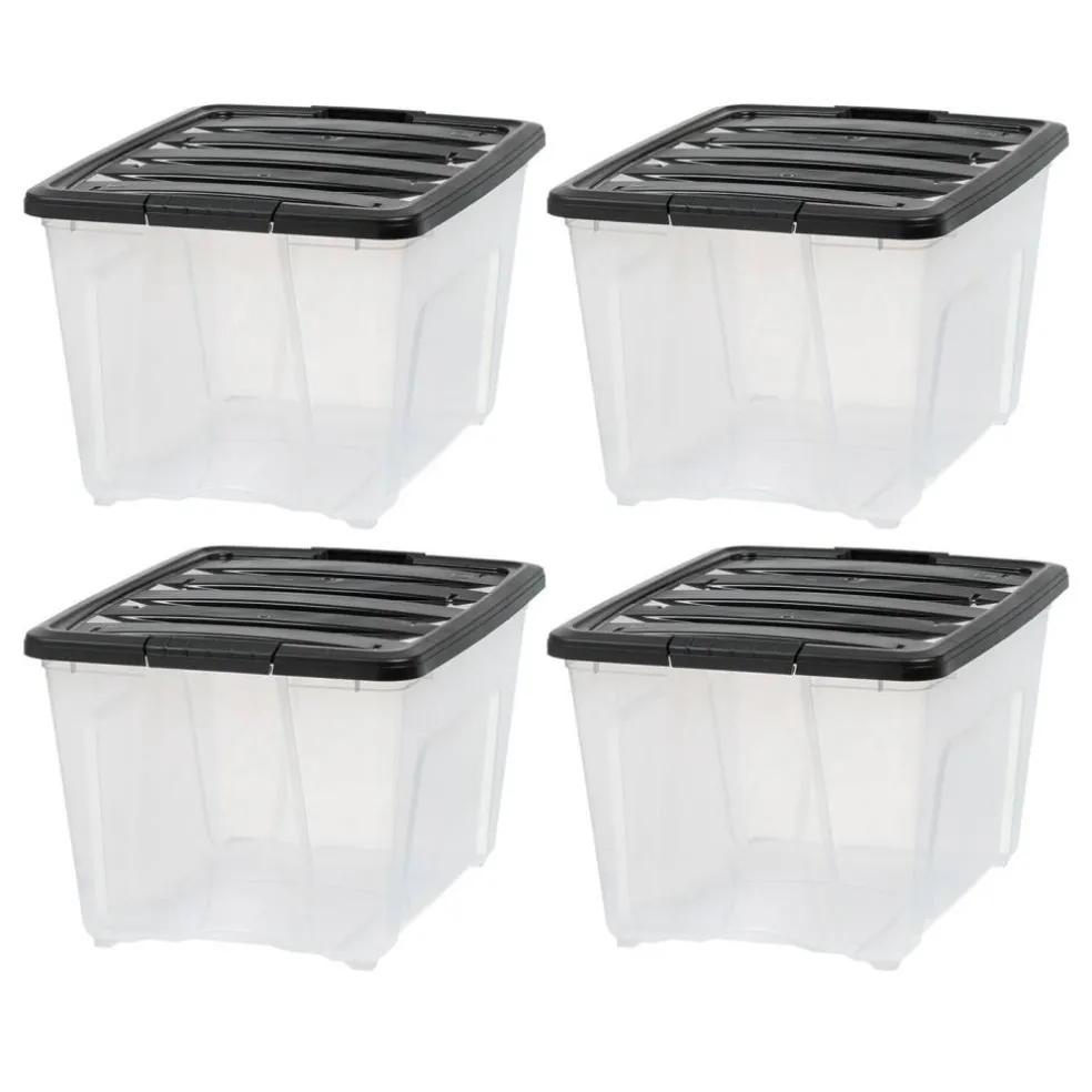 53qt Plastic Storage Bins with Lids and Secure Latching Buckles
