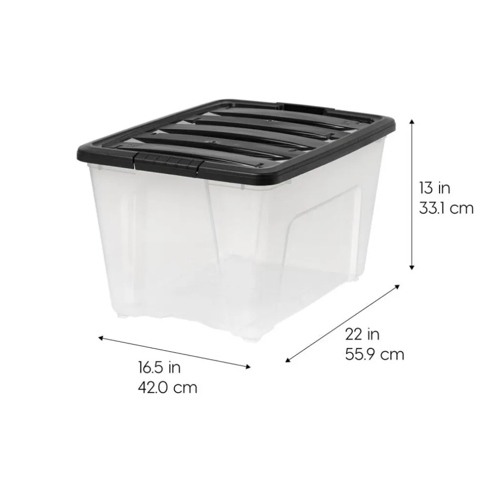 53qt Plastic Storage Bins with Lids and Secure Latching Buckles