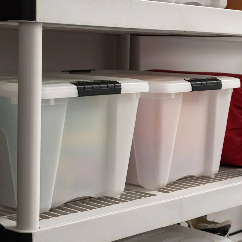 32qt Plastic Storage Bins with Lids and Secure Latching Buckles - 4 Pack
