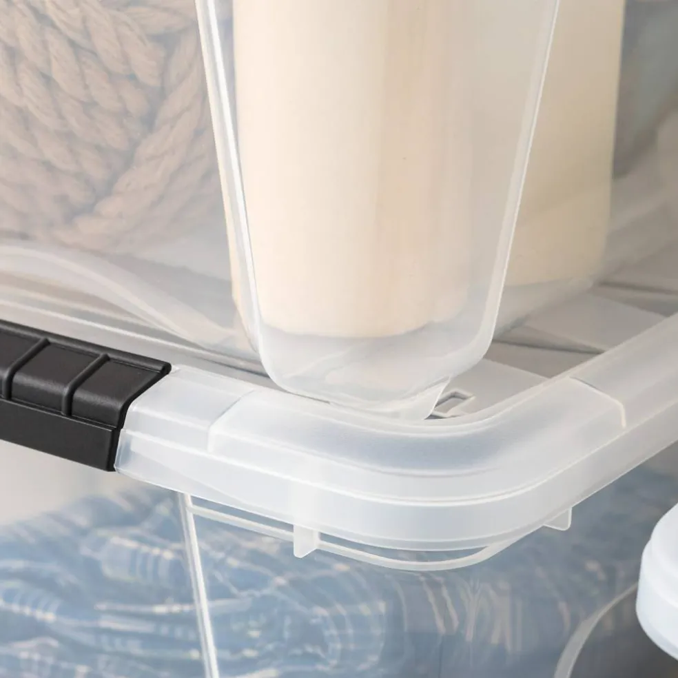 32qt Plastic Storage Bins with Lids and Secure Latching Buckles - 4 Pack