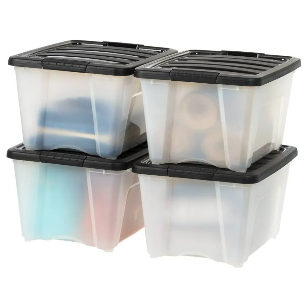 32qt Plastic Storage Bins with Lids and Secure Latching Buckles - 4 Pack