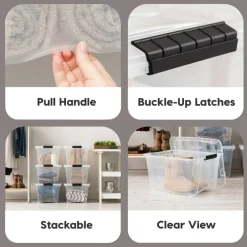32qt Plastic Storage Bins with Lids and Secure Latching Buckles - 4 Pack