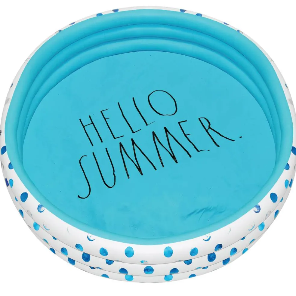 Rae Dunn 4ft. Hello Summer Aqua Polka Dots Mini Pool