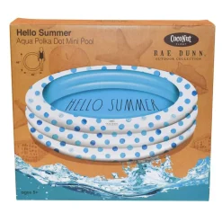 Rae Dunn 4ft. Hello Summer Aqua Polka Dots Mini Pool