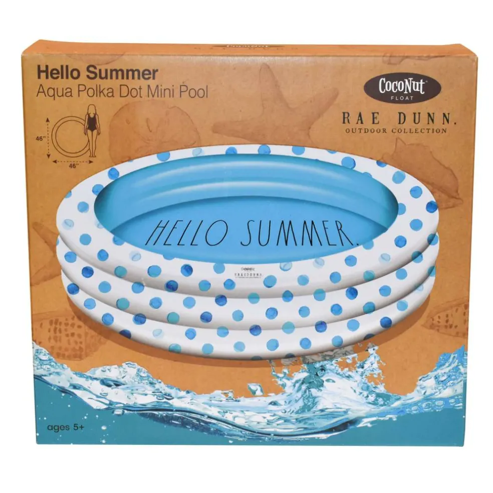 Rae Dunn 4ft. Hello Summer Aqua Polka Dots Mini Pool