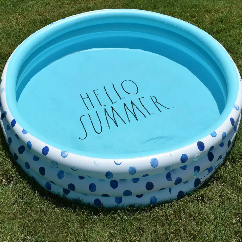 Rae Dunn 4ft. Hello Summer Aqua Polka Dots Mini Pool
