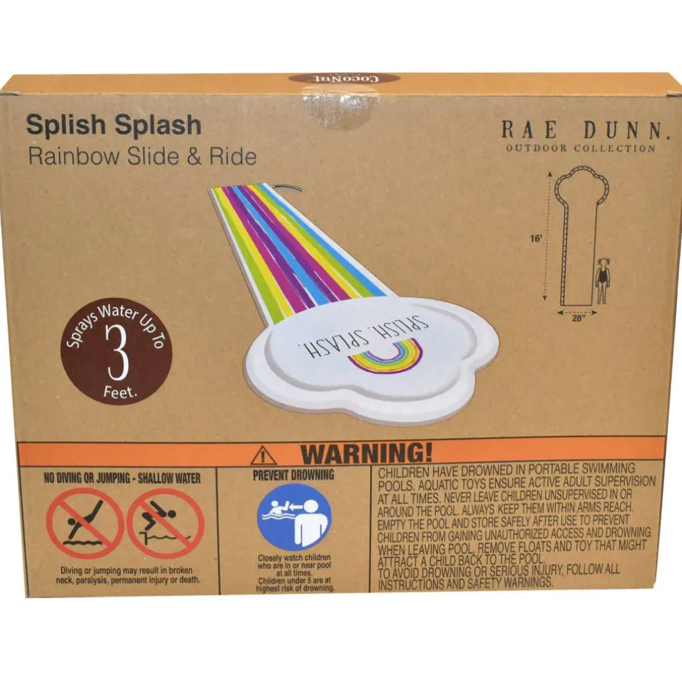 Rae Dunn 16ft. Splish Splash Rainbow Slide & Ride with Sprinkler