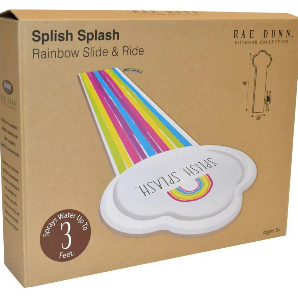 Rae Dunn 16ft. Splish Splash Rainbow Slide & Ride with Sprinkler