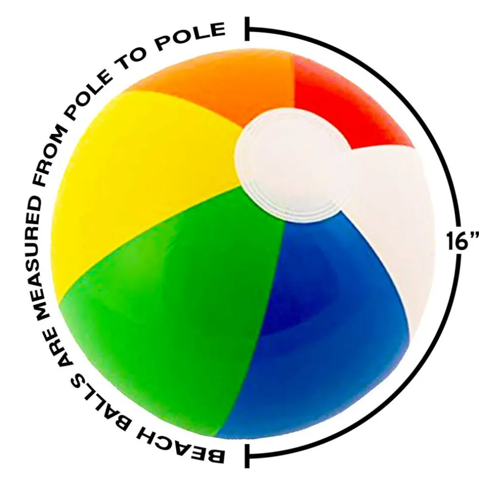 16" Rainbow Color Party Pack Inflatable Beach Balls - Beach Pool Party Toys (12 Pack)