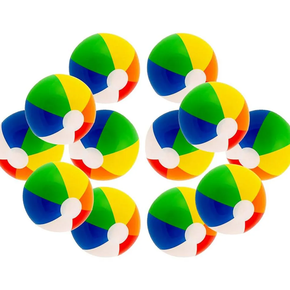 16" Rainbow Color Party Pack Inflatable Beach Balls - Beach Pool Party Toys (12 Pack)
